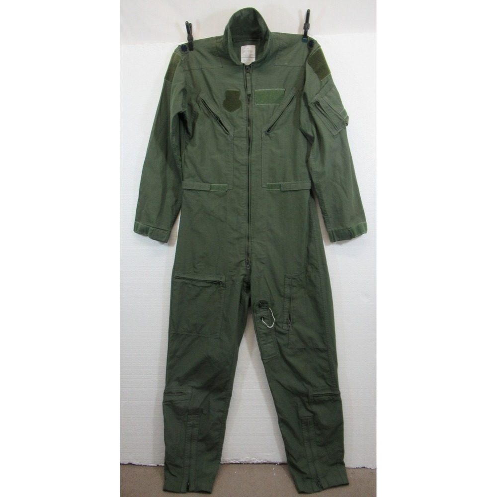 USAF Military Flight Suit Coveralls Men 40L Green Flyers CWU 27P Flame Resistant